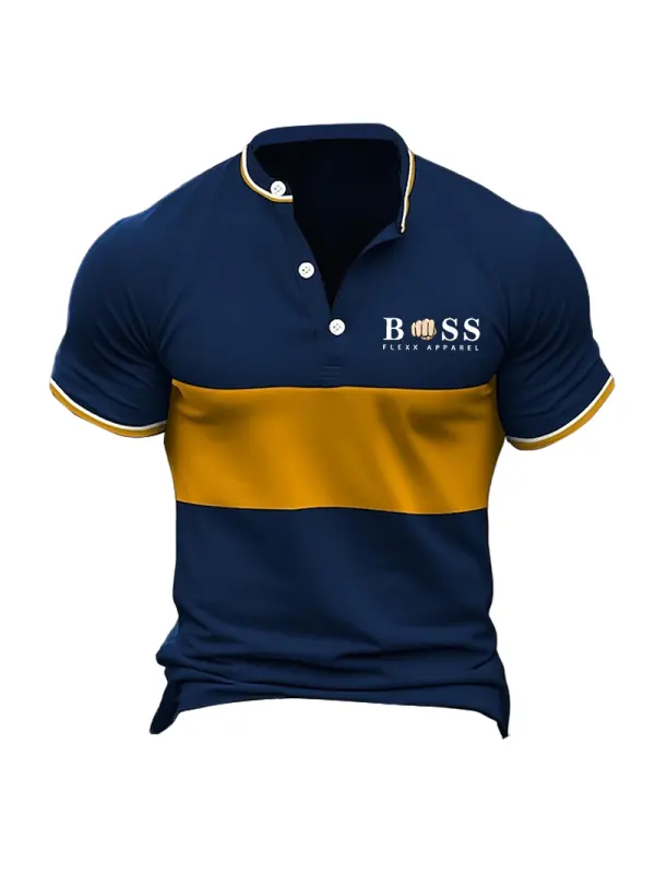 Men's Henley T-Shirt Vintage Boss Color Block Short Sleeve Summer Daily Tops - Timetomy.com 