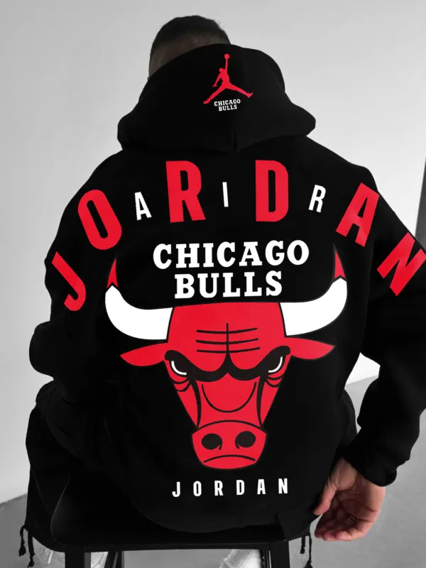 Oversized Street Style Basketball Print Hoodie Bulls Hoodie - Pragmaace.com 
