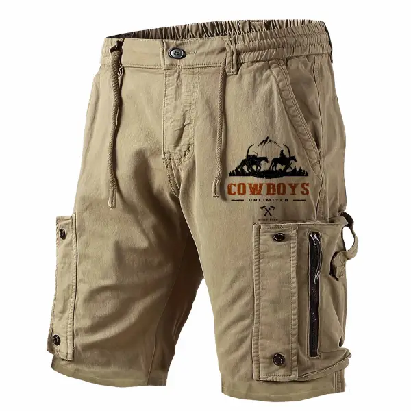 Men's Cargo Shorts Vintage Western Cowboy Tactical Pockets Summer Daily Casual Pants - Elementnice.com 