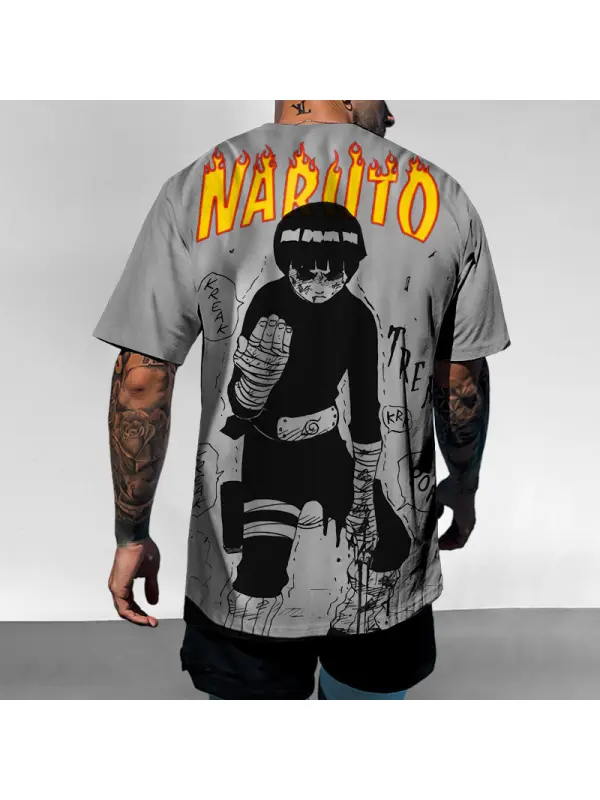Men's T-Shirt Naruto Rock Lee Anime Print Daily Crew Neck Short Sleeve Tee - Valiantlive.com 