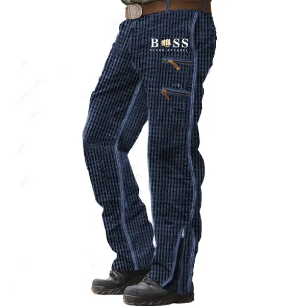 Men's Outdoor Boss Multi-Zip Pocket Waffle Knit Tactical Casual Pants - Spiretime.com 