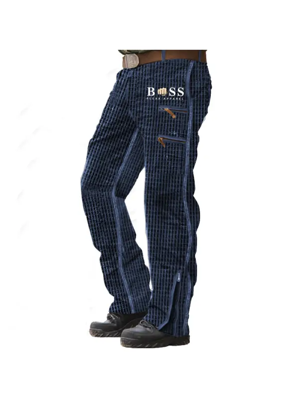 Men's Outdoor Boss Multi-Zip Pocket Waffle Knit Tactical Casual Pants - Spiretime.com 