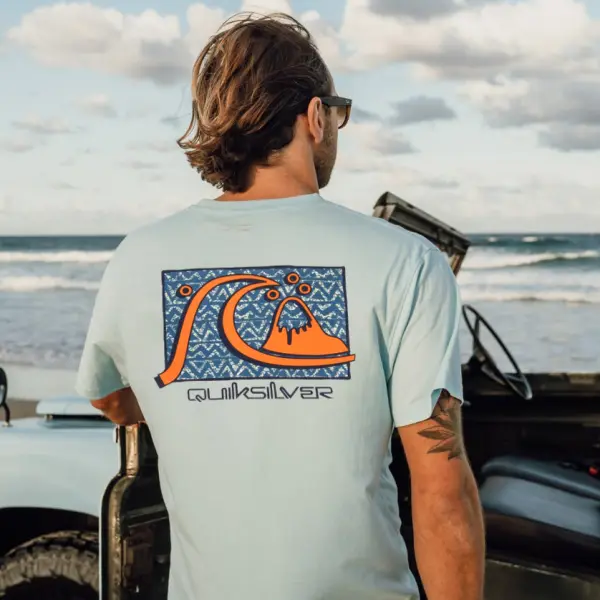 Men's Vintage 90s Quiksilver Surf Beach Short Sleeve T-Shirt - Cotosen.com