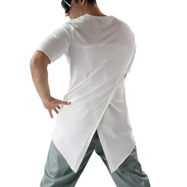 Men's Sexy High-low White T-shirt With Strings Only $22.99 - Elementnice.com 