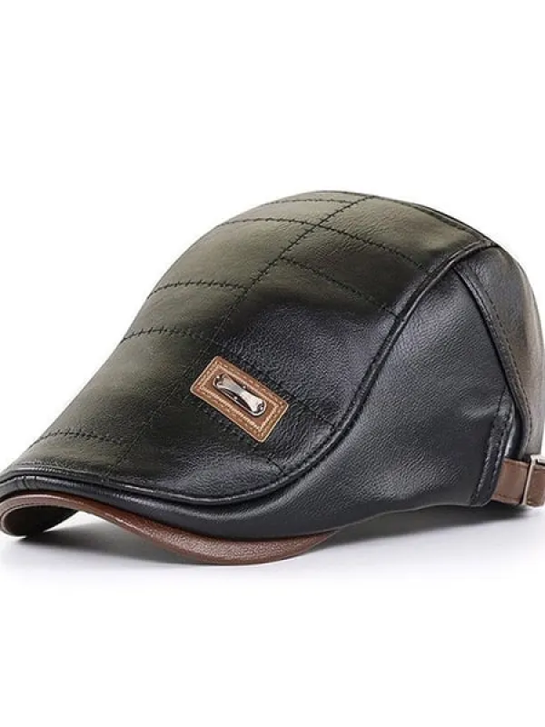 Men's Outdoor Casual High Quality Trendy Leather Beret - Menbarn.com 