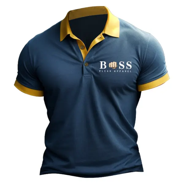 Men's Polo Shirt Boss Vintage Outdoor Color Block Short Sleeve Summer Daily Tops Only $24.99 - Rabclub.com 