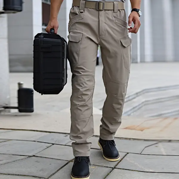 Men's Soft Cargo Tactical Waterproof Hiking Elastic Fabric Multi Pocket Pants - Elementnice.com 
