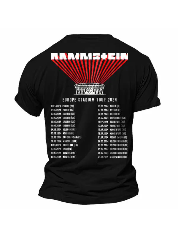 Men's Rammstein Rock Band Print Daily Short Sleeve Crew Neck T-Shirt - Ootdmw.com 