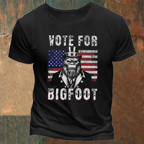 Unisex Election Humor Top American Flag Vote For Bigfoot T-shirt - Elementnice.com 