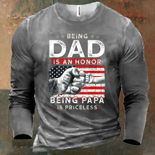 American Flag Being Dad Is An Being Papa Men's Cotton T-Shirt - Elementnice.com 