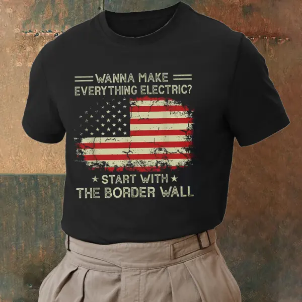 Men's Vintage American Flag Print T-Shirt - Manlyhost.com 