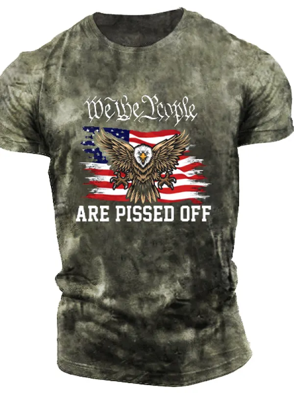 We The People Are Pissed Off American Flag Eagle Men's Vintage T-shirt - Menbarn.com 