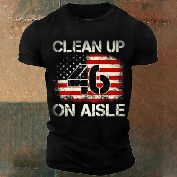 Vintage American Flag Patriotic Clean Up On Aisle 46 Men's T-Shirt - Cotosen.com 