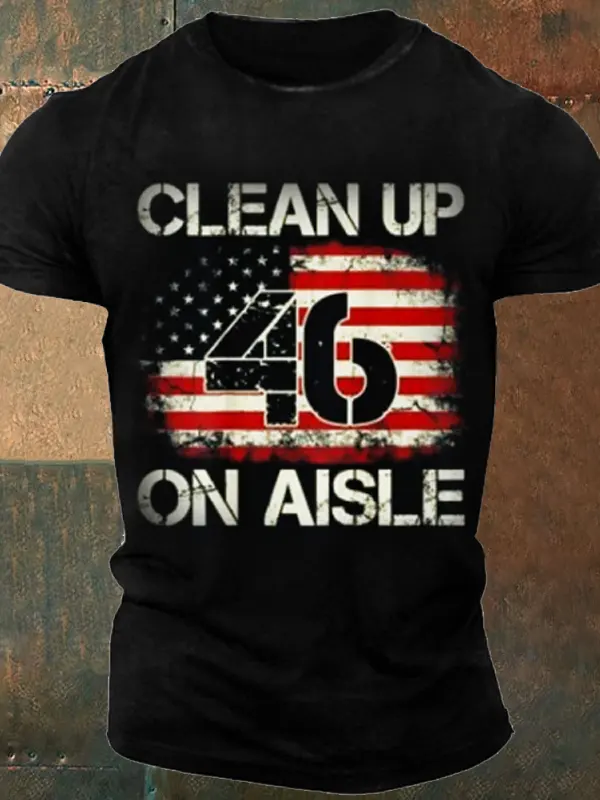 Vintage American Flag Patriotic Clean Up On Aisle 46 Men's T-Shirt - Menbarn.com 