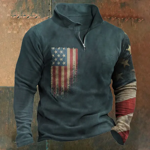 Men's American Flag Winter Sweatshirt - Elementnice.com 