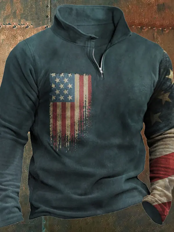 Men's American Flag Winter Sweatshirt - Menwyx.com 