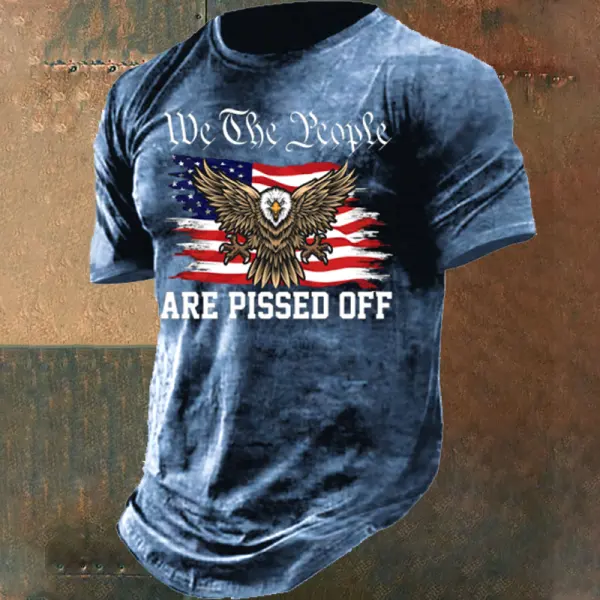 We The People Are Pissed Off American Flag Eagle Men's Short Shirt - Cotosen.com 
