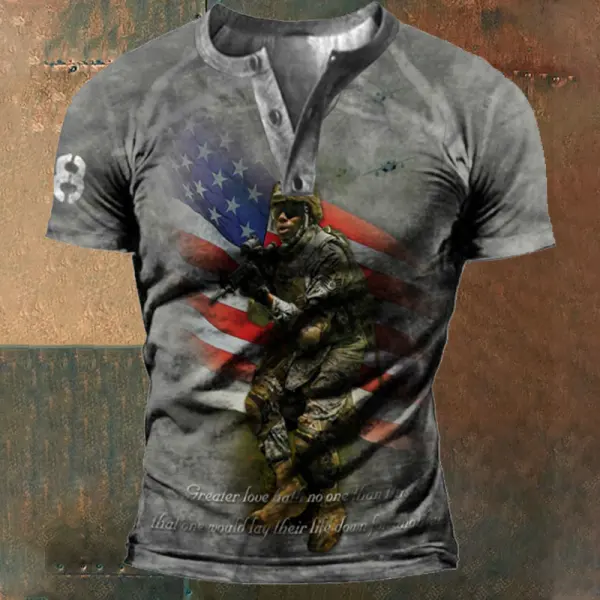 Men's American Soldier Tactical Henley Collar T-Shirt - Menzfolk.com 