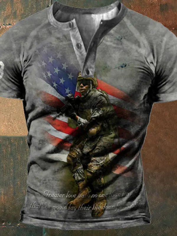 Men's American Soldier Tactical Henley Collar T-Shirt - Menbarn.com 