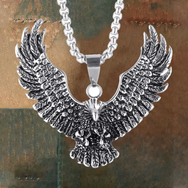 Men's Vintage American Eagle Stainless Steel Necklace - Elementnice.com 