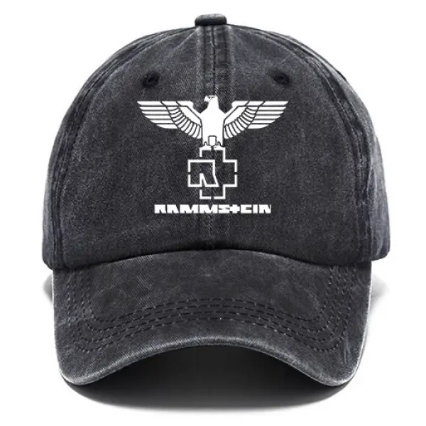 Washed Cotton Sun Hat Vintage Rammstein Rock Band Outdoor Casual Cap - Wayrates.com 