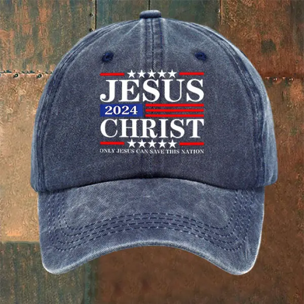Washed Cotton Sun Hat Vintage Jesus Christ American Patriotic Outdoor Casual Cap - Cotosen.com 