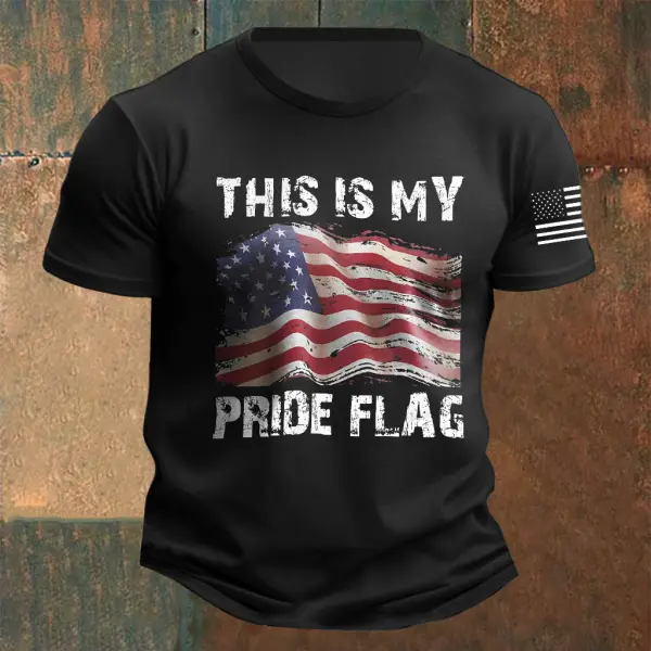 Men's This Is My Pride American Flag Print Daily Short Sleeve Crew Neck T-Shirt - Cotosen.com 
