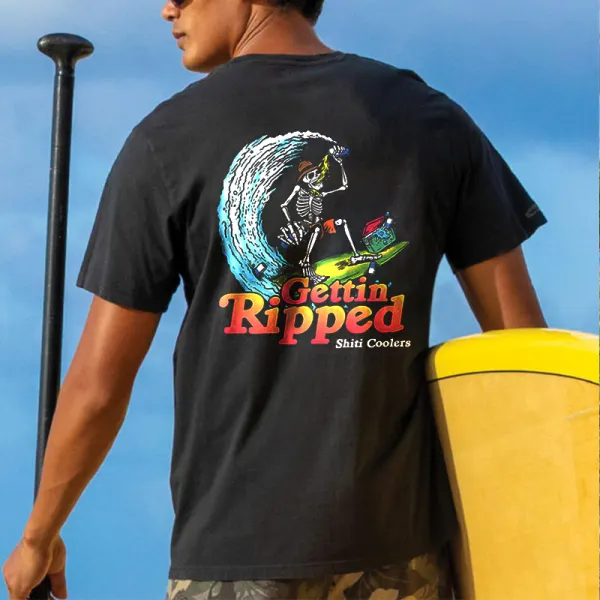 Men's Skull Outdoor Surfing Beach Resort T-shirt - Albionstyle.com 