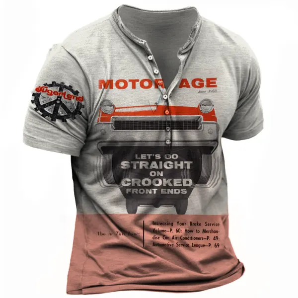 Men's The Motor Age Garage Vintage Henry Contrasting Colors Print T-shirt - Cotosen.com 