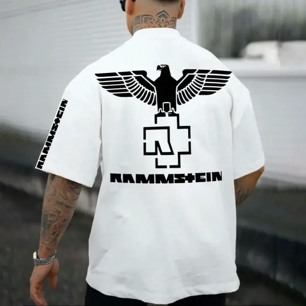 Men's Rammstein Rock Band Loose Short Sleeve Oversized T-Shirt - Spiretime.com 