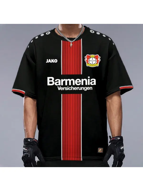 Men's Bayer Leverkusen Team Print Graphic Print Casual Crew Neck Oversized T-Shirt - Spiretime.com 
