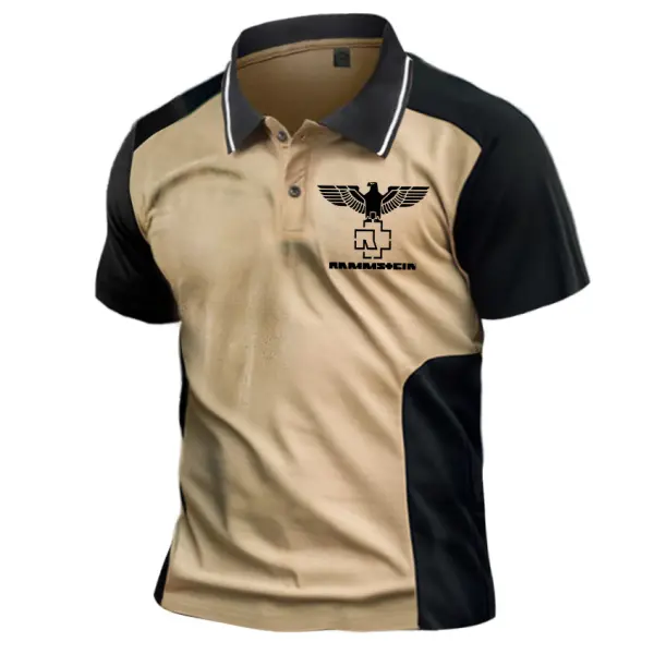 Men's Polo Shirt Rammstein Rock Band Print Vintage Outdoor Color Block Short Sleeve Summer Daily Tops - Cotosen.com