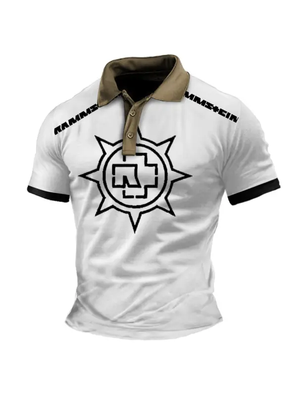 Men's Polo Shirt Rammstein Rock Band Star Vintage Outdoor Color Block Short Sleeve Summer Daily Tops - Timetomy.com 