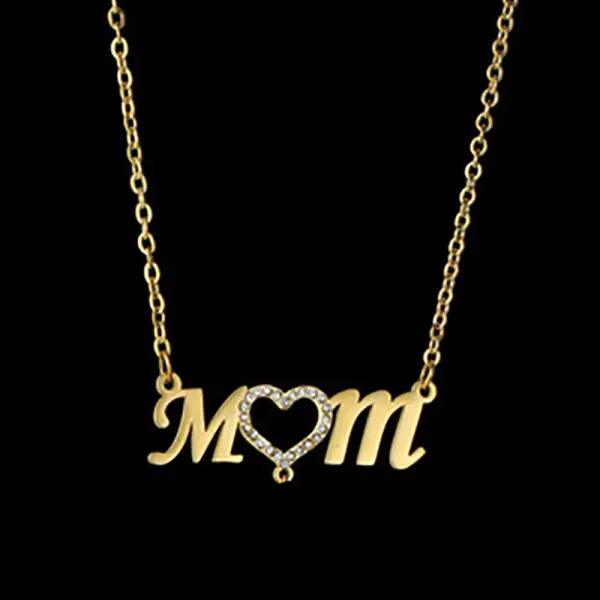 Mother's Day Gift Diamond MOM Engraving Necklace Foot Pendant - Elementnice.com 