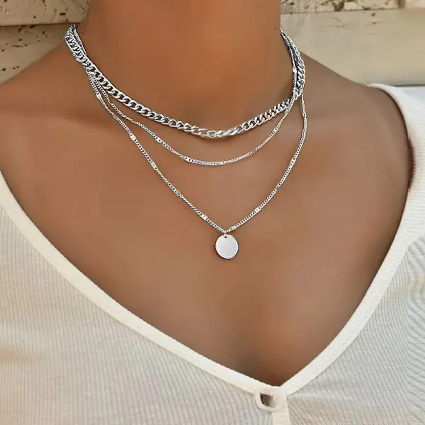Mother's Day Girlfriend Gift Personalized Multi-layer Chain Necklace Tassel Necklace Small Bar Pendant - Rabclub.com 