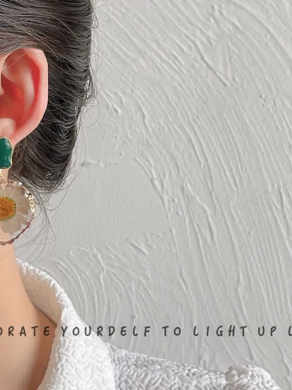 Mother's Day Wear Gift Sunflower Dried Flower Earrings Jewelry - Pragmaace.com 