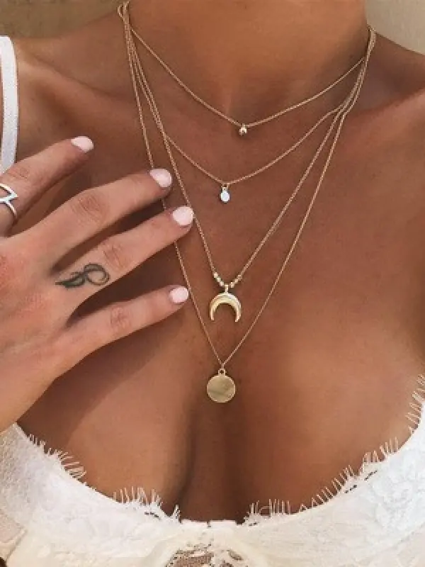 Mother's Day Girlfriend Gift Personalized Multi-layer Chain Necklace Tassel Necklace Small Bar Pendant - Pragmaace.com 