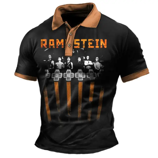 Men's Polo Shirt Rammstein Rock Band Vintage Outdoor Color Block Short Sleeve Summer Daily Tops - Dozenlive.com 