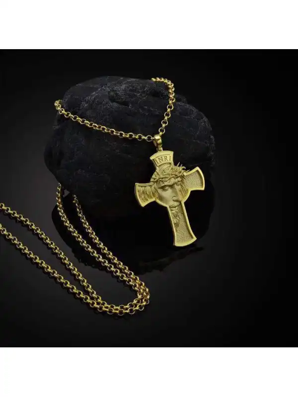 Rock Punk Hip Hop Retro Faith Cross Jesus Praying Hands Alloy Stainless Steel Necklace - Spiretime.com 