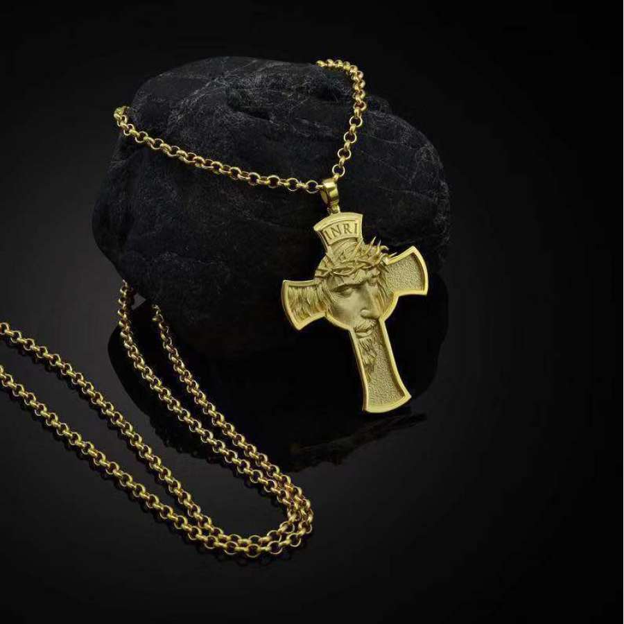 

Rock Punk Hip Hop Retro Faith Cross Jesus Praying Hands Alloy Stainless Steel Necklace