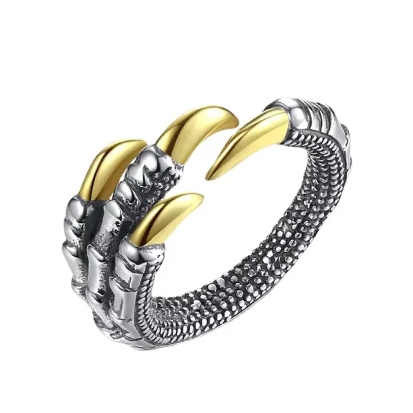 Punk Rock Style Retro Dragon Claw Ring Open Eagle Claw Ring - Elementnice.com 