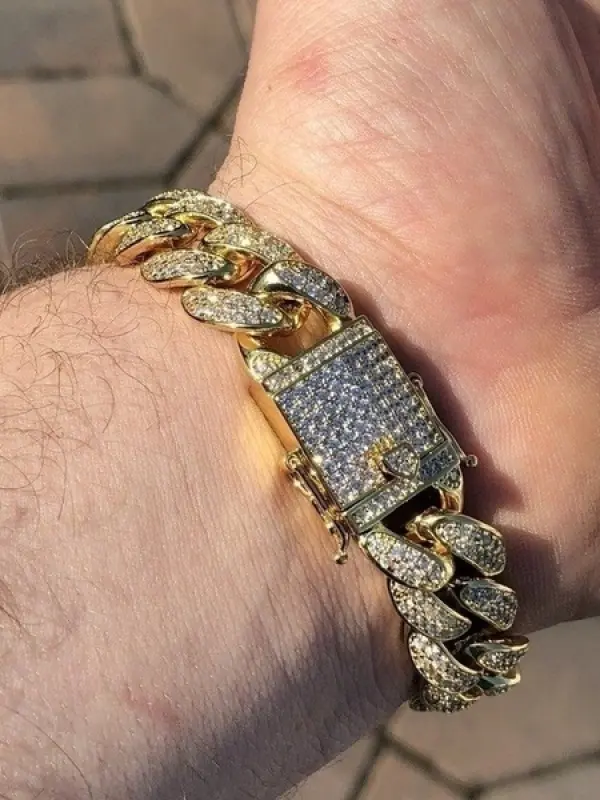 Punk Rock Dark Style Adjustable Bracelet Bracelet Diamond Ancient Cuban Bracelet - Pragmaace.com 