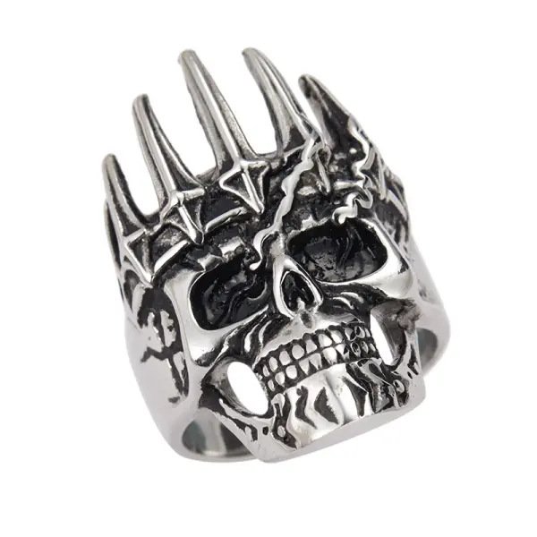 Punk Rocking Skull Ring Punk Style Stainless Steel - Elementnice.com 