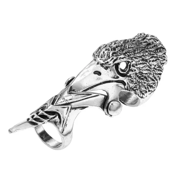 Ancient Silver Alloy Retro Punk Style Rock Skull Dragon Shaped Knuckle Ring - Elementnice.com 