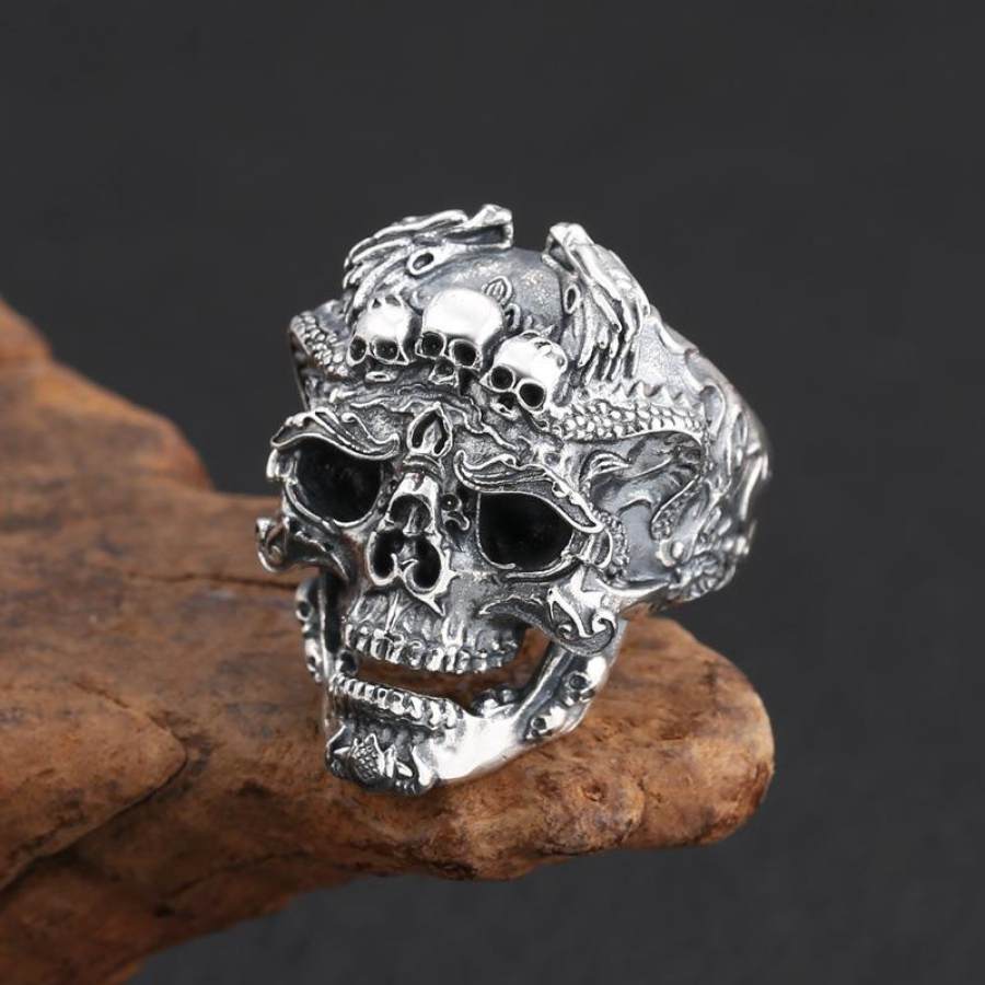 

Punk Rock Skull Ring Retro Skull Ring Open Adjustment Ring