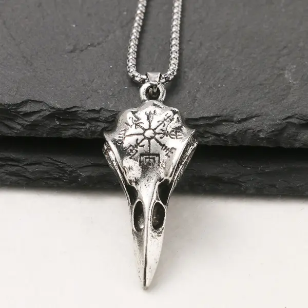 Rock Punk Hip Hop Crow Skull Alloy Stainless Steel Necklace - Elementnice.com 