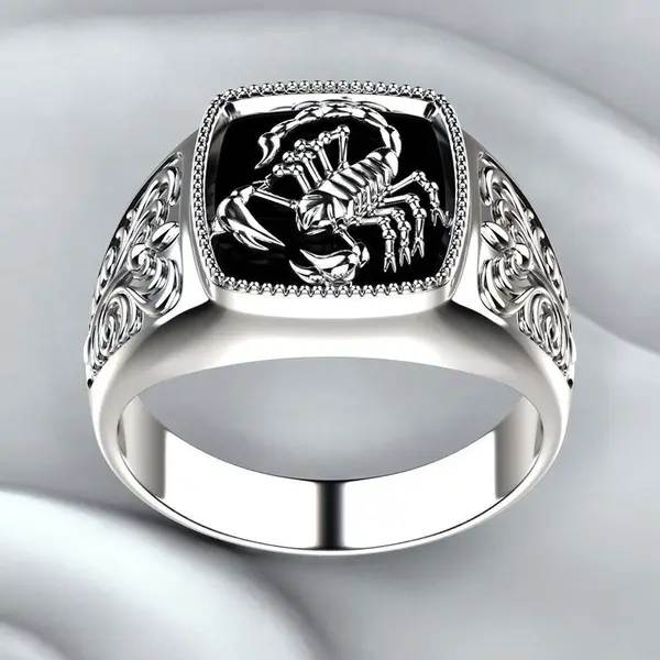Punk Rock Skull Ring Retro Scorpio Embossed Ring Open Adjustment Ring - Elementnice.com 