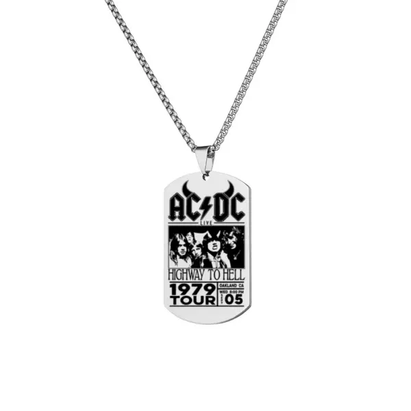 ACDC Rock Punk Hip Hop Vintage Engraved Stainless Steel Necklace - Cotosen.com 
