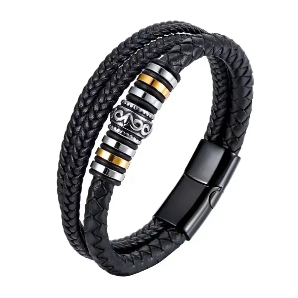 Punk Rock Hip Hop Retro Leather Weave Bracelet Alloy Electroplated Bracelet - Upgradecool.com 