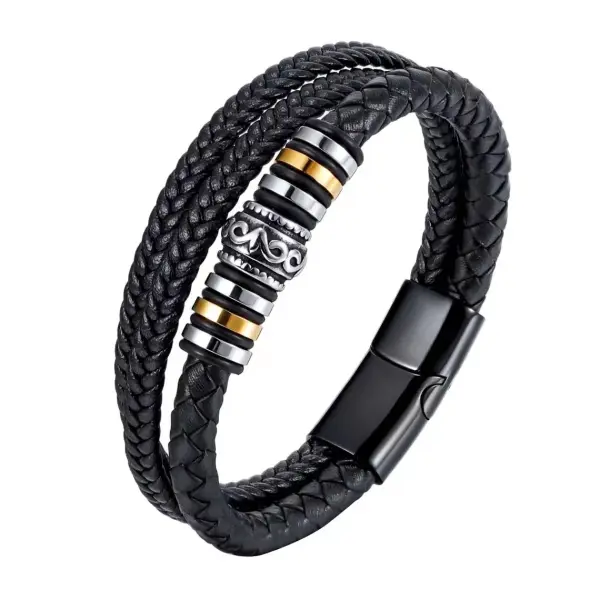 Punk Rock Hip Hop Retro Leather Weave Bracelet Alloy Electroplated Bracelet - Elementnice.com 
